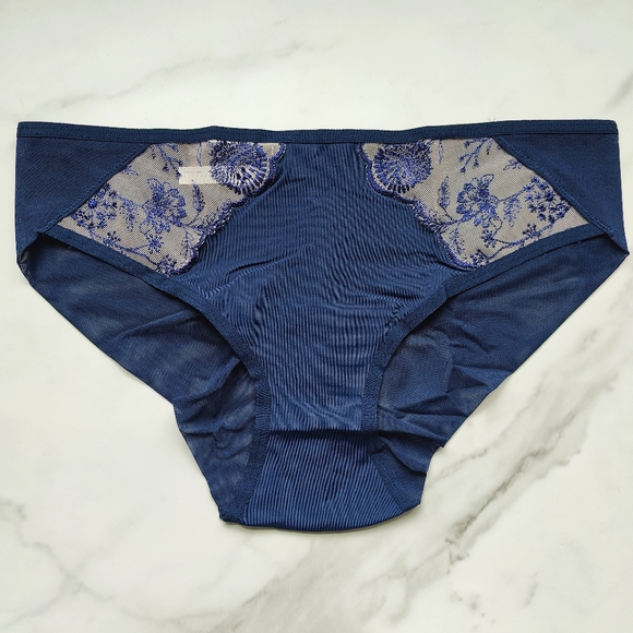 NWT SOMA WILDFLOWER EMBROIDERED CHEEKY PANTY IN NIGHTFALL NAVY W HUSH SIZE MEDIU - Picture 1 of 5